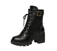 Susenstone Bottes Femme Bottes Talons Cuir Hiver Mode Cuissardes Chaussures Bottes Chunky Bottes Botte Blanche Femme Bottines Fourrées Femme