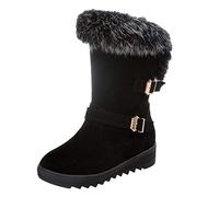 Susenstone Bottes Fourees De Neige Femme Hiver Chaud ÉPais En Coton Mode Pas Cher Bottines Impermeables Velours Talon Plates Ankle Boots