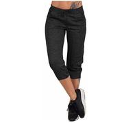 Susenstone Capri pour Femmes Été Décontracté 3/4 Respirant Extérieur Jogging Randonnée Stretch Pantacourt d'Été avec Poches Coton Yoga Capri Détente Large Jambe Entraînement