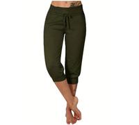 Susenstone Capri pour Femmes Été Décontracté 3/4 Respirant Extérieur Jogging Randonnée Stretch Pantacourt d'Été avec Poches Coton Yoga Capri Détente Large Jambe Entraînement