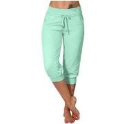 Susenstone Capri pour Femmes Été Décontracté 3/4 Respirant Extérieur Jogging Randonnée Stretch Pantacourt d'Été avec Poches Coton Yoga Capri Détente Large Jambe Entraînement