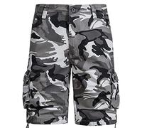 Susenstone Cargo Shorts en Coton Camouflage Bermuda Pantacourt Casual Multi Poches Loisirs 1/2 Short Eté Hommes Short de Sport Court Pantalon De Plage Travail Vacances Randonnée Sécurité XL Gris