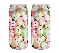 Susenstone Chaussettes Femme Antiderapantes Interieur En Coton Hiver Chaudes Basses Chaussette 3D Print Imprimé Sport Courte Socquette