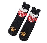 Susenstone Chaussettes Femme Laine Hiver Chaude éPaisse En Coton Antiderapantes Interieur Kawaii Chiens Ado Fille Polaire Mi Bas Socquette