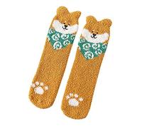 Susenstone Chaussettes Femme Laine Hiver Chaude éPaisse En Coton Antiderapantes Interieur Kawaii Chiens Ado Fille Polaire Mi Bas Socquette