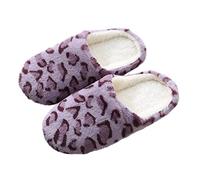 Susenstone Chaussons Femme Hiver Chaussons Confort Chaud des Pantoufles Mode Intérieur Imprimé léopard Tendre Chaleureux Confortable Faire glisser Chaussons