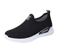 Susenstone Chaussures Femme Ete Pas Cher Soldes Baskets Basses Running Jogging Sport Confortable Respirant Mesh Chaussette Fille Loafers Noir 40 EU