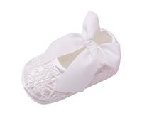 Susenstone Chaussures Premiers Pas BéBé Fille Antiderapant Souple Chaussures BéBé Fille Bapteme en Dentelle Noeud Pas Cher pour Enfant 0-18 Mois (0-6 Mois, Blanc)