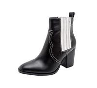 Susenstone Chunky Bottes à Talons Hauts Femmes Chelsea Bottines Chaudes Bottines ImperméAble Confortable Sans Lacet Chaussures D'Hiver En Plein Air Pour Les Femmes Casual Boots Grande Taille