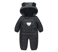 Susenstone Combinaison Enfant Manteau Fille Garcon A Capuche Hiver Blouson Coupe-Vent éPais Cartoon Manteau en Coton Chaud Mignon Double Zippé Coat 6-24 Mois (6-12 Mois(Taille:80CM), Noir)