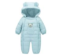 Susenstone Combinaison Enfant Manteau Fille Garcon A Capuche Hiver Blouson Coupe-Vent éPais Cartoon Manteau en Coton Chaud Mignon Double Zippé Coat 6-24 Mois (6-12 Mois(Taille:80CM), Bleu Clair)