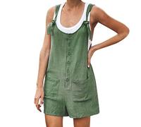 Susenstone Combinaisons Et Combishorts Femme Lin Shorts à jambes larges Baggy Combinaisons Femmes Onesie Salopette Combishort Décontracté Lâche Sans Manches Barboteuse Été Plage Boho Ensemble Vacances