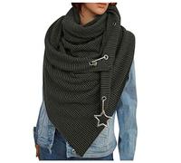 Susenstone Écharpe Femme Hiver Avec Bouton Vintage Foulards ÉLéGant Couleur Unie ÉCharpe Chaud Coton RéTro Automne Hiver Doux Wrap Scarf ChâLes Pas Cher
