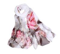 Susenstone éCharpes En Mousseline De Soie Femme A Fleurs Imprimé Echarpe Pas Cher à La Mode Longue Wrap ChâLe éCharpes Fil Fin (160x50cm, C)