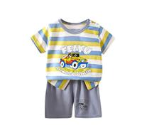 Susenstone Ensemble Enfant Bébé Garçon Eté de 2 Pièces T-shirt Shorts Imprimé Mignon Lot de 2 Short Enfant Bébé Garçon Fille Shirt à Manches Courtes + Shorts Taille Elastique