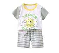 Susenstone Ensemble Enfant Bébé Garçon Eté de 2 Pièces T-shirt Shorts Imprimé Mignon Lot de 2 Short Enfant Bébé Garçon Fille Shirt à Manches Courtes + Shorts Taille Elastique