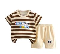 Susenstone Ensemble Enfant Bébé Garçon Eté de 2 Pièces T-shirt Shorts Imprimé Mignon Lot de 2 Short Enfant Bébé Garçon Fille Shirt à Manches Courtes + Shorts Taille Elastique