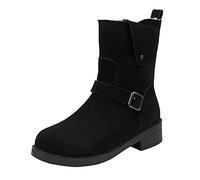 Susenstone Femmes Botte Mi-Mollet Hiver Combat éQuitation Bottes Militaires ImperméAble Confortable Sans Lacet Chaussures D'Hiver En Plein Air pour Les Femmes