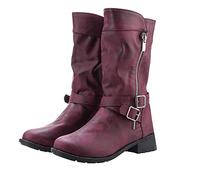 Susenstone Femmes Bottes à Talons Hauts Vintage Chelsea Bottines Chaudes Bottines ImperméAble Confortable Sans Lacet Chaussures D'Hiver En Plein Air pour Les Femmes Extérieur Thermique Ultra léger