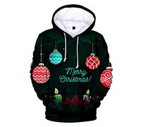 Susenstone Femmes Hommes Pulls De Noël, Pull Moche De Noel Sweat De Noël Adulte À Capuche 3D Renne À Capuche Pull Top Arbre Père Noël Elf Pull De Noël avec Poche Kangourou M Vert