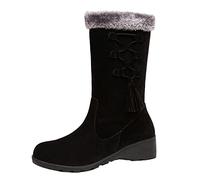 Susenstone Femmes Mi-Mollet Botte Hiver Combat éQuitation Bottes Militaires ImperméAble Confortable Sans Lacet Chaussures D'Hiver En Plein Air Pour Les Femmes