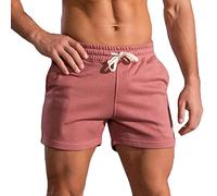 Susenstone Homme Shorts de Sport Coton Court Course à Pied Léger Séchage Rapide Running Jogging Fitness Short Poches Short d'escalade Casual Pantalon de survêtement Pantalons Courts Pastèque Rouge