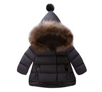 Susenstone Manteau BéBé Fille Enfants Mignon Mode Automne Hiver Manteau Doudoune Capuche Fourrure VêTements Chauds éPais Coat Enfants pour 6 Mois-5 Ans (12-18 Mois / 90, Noir)