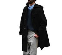 Susenstone Manteau Homme en Laine Chaud Mi-Long Hiver Chaud Trench Coat Slim Fit Classique Parka Pardessus Caban Business Élégant Duffle-Coats Coup-Vent Revers Overcoat Pas Cher