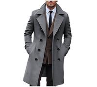 Susenstone Manteau Homme Laine Hiver Chaud Trench-Coat Classique Pardessus Parka Caban Veste Slim Fit Business Élégant Duffle-Coats Coup-Vent Revers Overcoat Manteaux Habillé