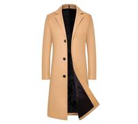 Susenstone Manteau Homme Mi-Long en Laine Chaud pour Hiver Trench Coat Classique Parka Pardessus Caban Slim Fit Business Duffle-Coats Coup-Vent Revers Overcoat Couleur Unie