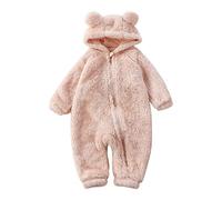Susenstone Nouveau-Né Polaire Combinaison Infantile BéBé GarçOns Filles Ours Oreille Capuche Combinaison Polaire Fermeture éClair Barboteuse Footie Chaud Body Combinaison De Neige Hiver SurvêTement