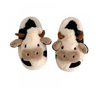 Susenstone Pantoufles Femmes Vache Coton Hiver Intérieur Extérieures Mousse Mémoire Antidérapant D'intérieur Chaussons D'extérieur Toison