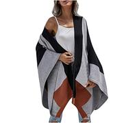 Susenstone Poncho Crochet pour Femmes - Pull Poncho à Polyvalent de Type Châle pour Femmes Élégant - Femme Pulls Cardigan Sweat Hiver Chaud Polaire Sweatshirt Ourlet Irrégulier