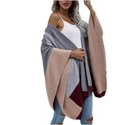 Susenstone Poncho Crochet pour Femmes - Pull Poncho à Polyvalent de Type Châle pour Femmes Élégant - Femme Pulls Cardigan Sweat Hiver Chaud Polaire Sweatshirt Ourlet Irrégulier