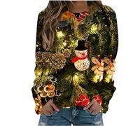 Susenstone Pull à Capuche de Noël pour Femme - Moche et Mignon en Coton - Renne Drôle - Xmas Tops Chic Pas Cher
