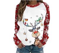 Susenstone Pull De Noel Femme Pull Noel Rigolo Femme Pull Noël Femme Drole Ugly Christmas Jumper de Noel Col Rond Moches Pullover Imprimé Manches Longues Chemisier T-Shirt De NoëL pour Femmes