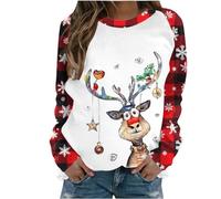 Susenstone Pull De Noel Femme Pull Noel Rigolo Femme Pull Noël Femme Drole Ugly Christmas Jumper de Noel Col Rond Moches Pullover Imprimé Manches Longues Chemisier T-Shirt De NoëL pour Femmes