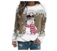 Susenstone Pull De Noel Femme Pull Noel Rigolo Femme Pull Noël Femme Drole Ugly Christmas Jumper de Noel Col Rond Moches Pullover Imprimé Manches Longues Chemisier T-Shirt De NoëL pour Femmes