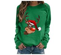 Susenstone Pull De Noel Femme Pull Noel Rigolo Femme Pull Noël Femme Drole Ugly Christmas Jumper de Noel Col Rond Moches Pullover Imprimé Manches Longues Chemisier T-Shirt De NoëL pour Femmes