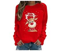 Susenstone Pull De Noel Femme Pull Noel Rigolo Femme Pull Noël Femme Drole Ugly Christmas Jumper de Noel Col Rond Moches Pullover Imprimé Manches Longues Chemisier T-Shirt De NoëL pour Femmes