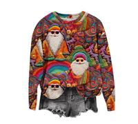 Susenstone Pull De Noel Femme Pull Noel Rigolo Femme Pull Noël Femme Drole Ugly Christmas Jumper de Noel Col Rond Moches Pullover Imprimé Manches Longues Chemisier T-Shirt De NoëL pour Femmes