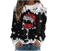 Susenstone Pull De Noel Femme Pull Noel Rigolo Femme Pull Noël Femme Drole Ugly Christmas Jumper de Noel Col Rond Moches Pullover Imprimé Manches Longues Chemisier T-Shirt De NoëL pour Femmes