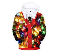 Susenstone Pull De NoëL Femmes Et Hommes, Sweat-Shirts Graphiques 3D Amusants à Capuche Laid à Manches Longues Pull De NoëL à Capuche Pullover Moche Sweat Shirt Noel Sweatshirt Imprimé