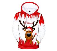 Susenstone Pull De NoëL Femmes Et Hommes, Sweat-Shirts Graphiques 3D Amusants à Capuche Laid à Manches Longues Pull De NoëL à Capuche Pullover Moche Sweat Shirt Noel Sweatshirt Imprimé