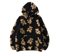 Susenstone Pull en Peluche Impression d'ours Sweat A Capuche Femme Pas Cher Manche Longue Long Hoodies Automne Hiver Sweat Shirt à Capuche Fille Chien Imprimé Blouse Pull avec Capuche Tops
