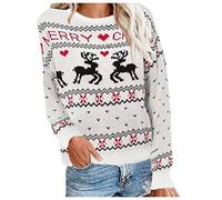 Susenstone Renne NoëL Imprimé Pull Femme De Noel Pas Cher Chic Pull Ado Fille Kawaii A La Mode Hiver Chaud Col Rond Manche Longues Tricots FêTe Chandail Pullover