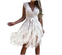Susenstone Robe Décontractée Courte Femmes Robe de Plage Officier Chic Vintage Rétro Imprimé Coton Poids léger Soie Business Cool Sexy Robe de Soirée Séchage Rapide de soirée Longue Robe