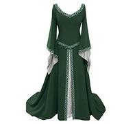 Susenstone Robe Renaissance Costume Médiéval Femmes Halloween Costumes Trompette Manches Robe Robes Victoriennes pour Vintage Cosplay Costume Cocktail Costumes Fête