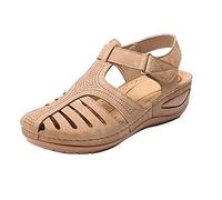 Susenstone Sandales à bout Fermé,Sandales de Marche Randonnée Femme Eté Mode Sandales de Plage Confort Anti-Dérapant Bout Fermé Claquettes de Trekking