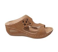 Susenstone Sandales Compensées Femme été Mode Avec Support de Orthopédique Tongs de Plage et Claquettes de Piscine Plage Sandales Mousse de Yoga Piscine Chaussures 01 Brun 39 EU